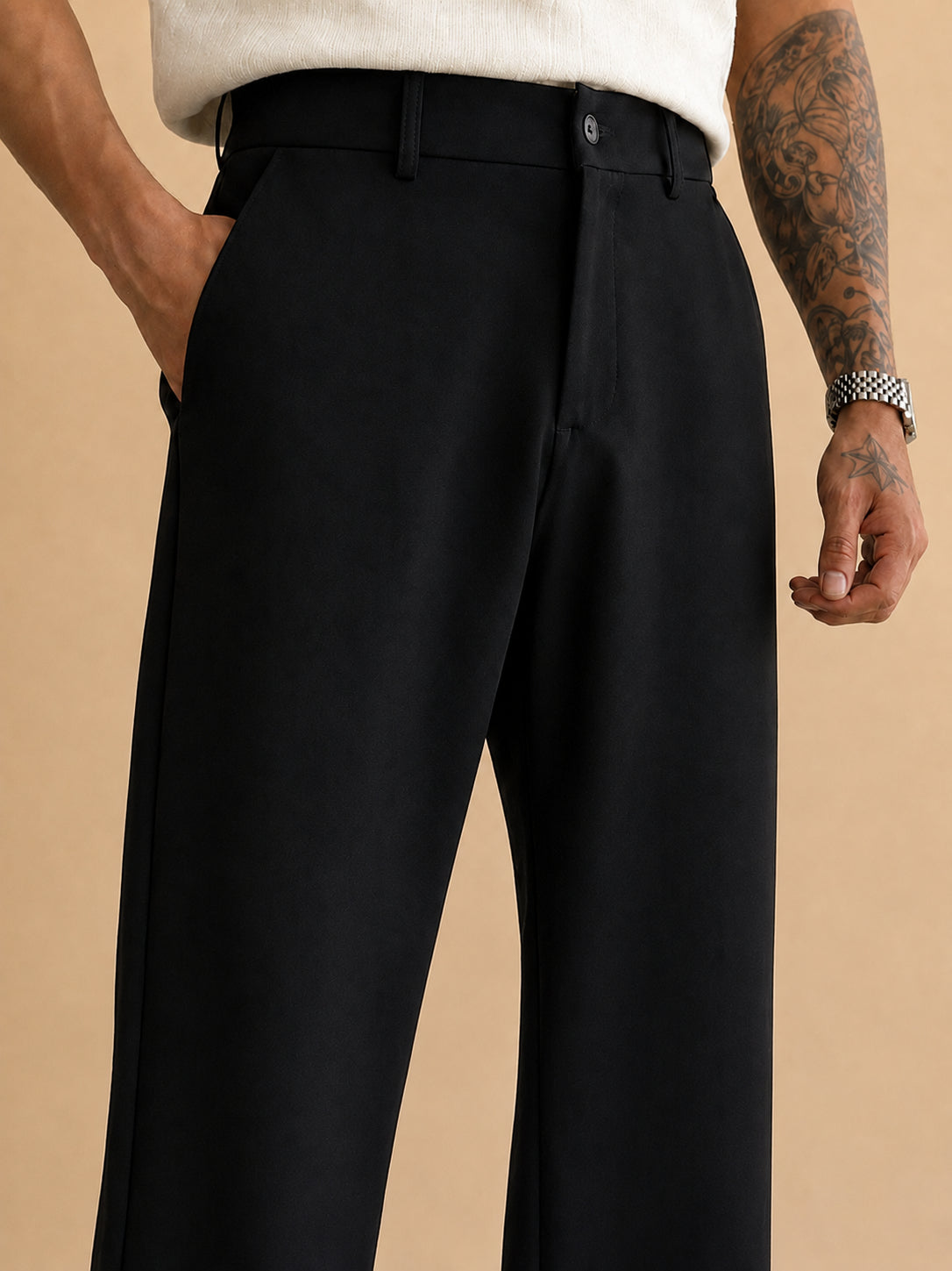 Men Straight Fit Korean Pants
