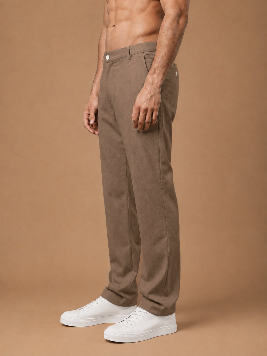 Men's Cotton Blend Solid Straight Fit Relaxed Trousers