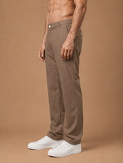 Men's Cotton Blend Solid Straight Fit Relaxed Trousers