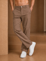 Men's Cotton Blend Solid Straight Fit Relaxed Trousers