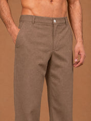 Men's Cotton Blend Solid Straight Fit Relaxed Trousers