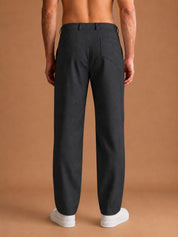 Men's Cotton Blend Solid Straight Fit Relaxed Trousers