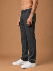 Men's Cotton Blend Solid Straight Fit Relaxed Trousers