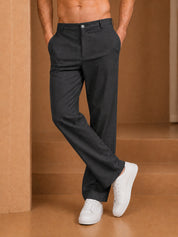 Men's Cotton Blend Solid Straight Fit Relaxed Trousers