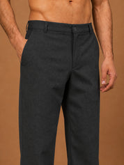 Men's Cotton Blend Solid Straight Fit Relaxed Trousers
