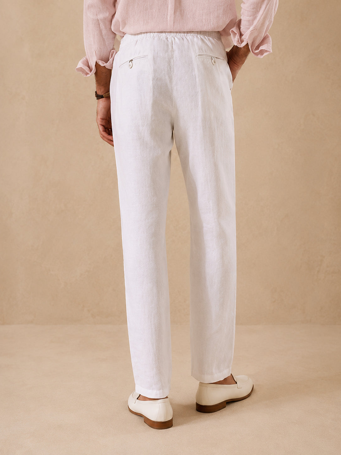 Linen Relaxed-Fit Regular Trousers for Men