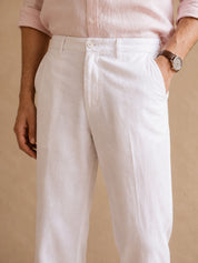 Linen Relaxed-Fit Regular Trousers for Men