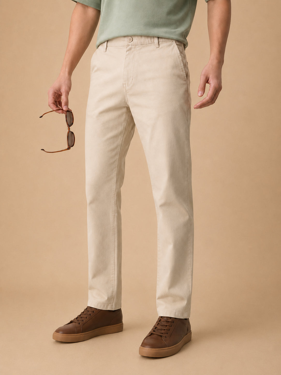 Men’s Solid Cotton Chino Trousers