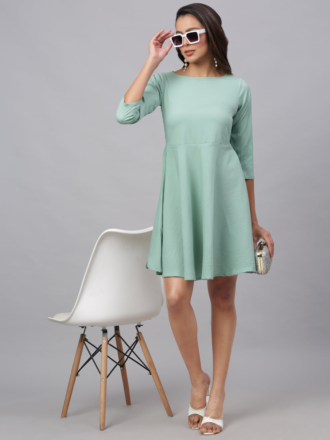 Women Green A-Line Dress