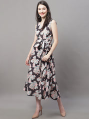 Women Black Printed A-Line Dresses