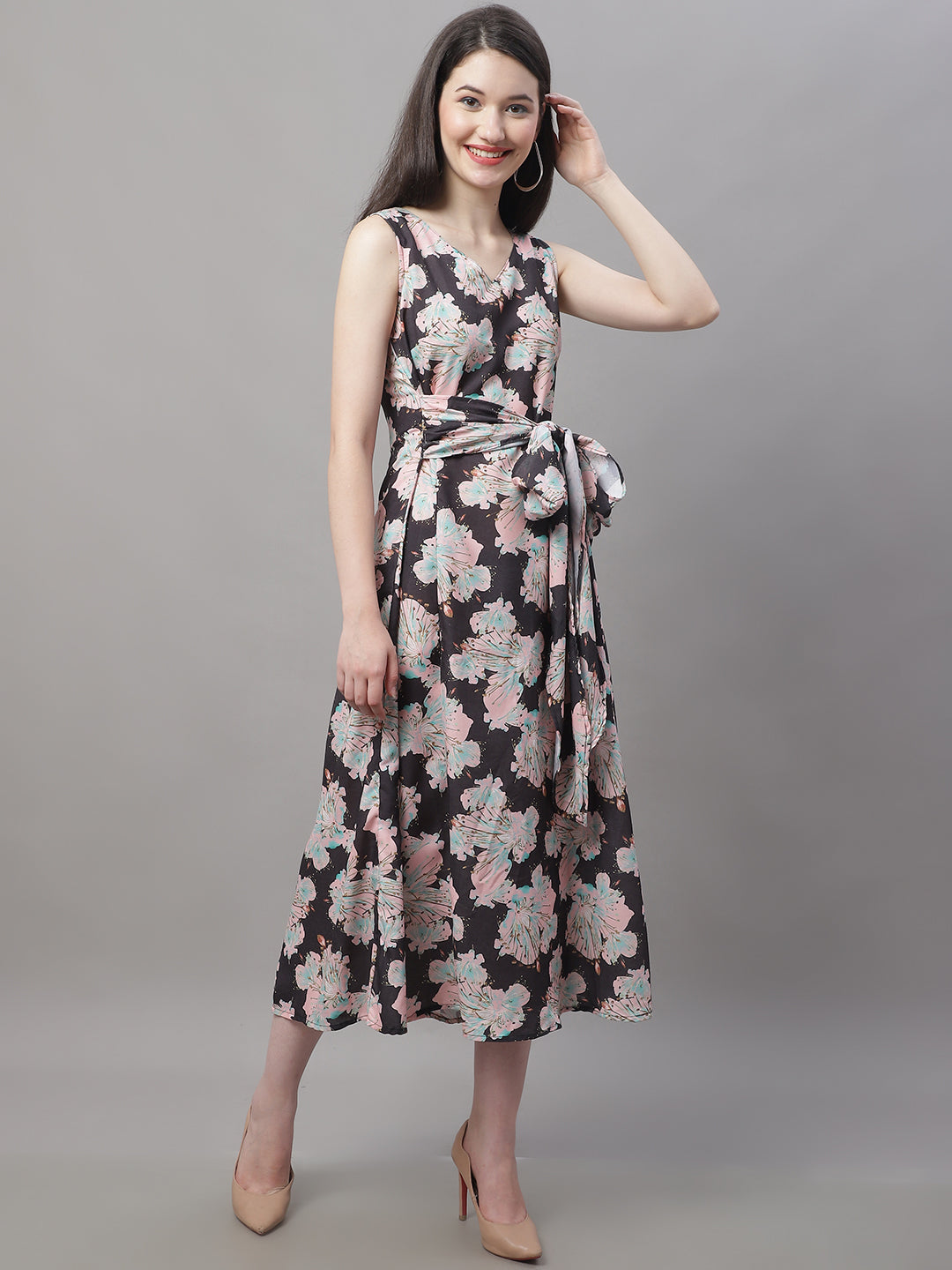 Women Black Printed A-Line Dresses