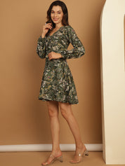 Women's Floral Print Short Western Dress