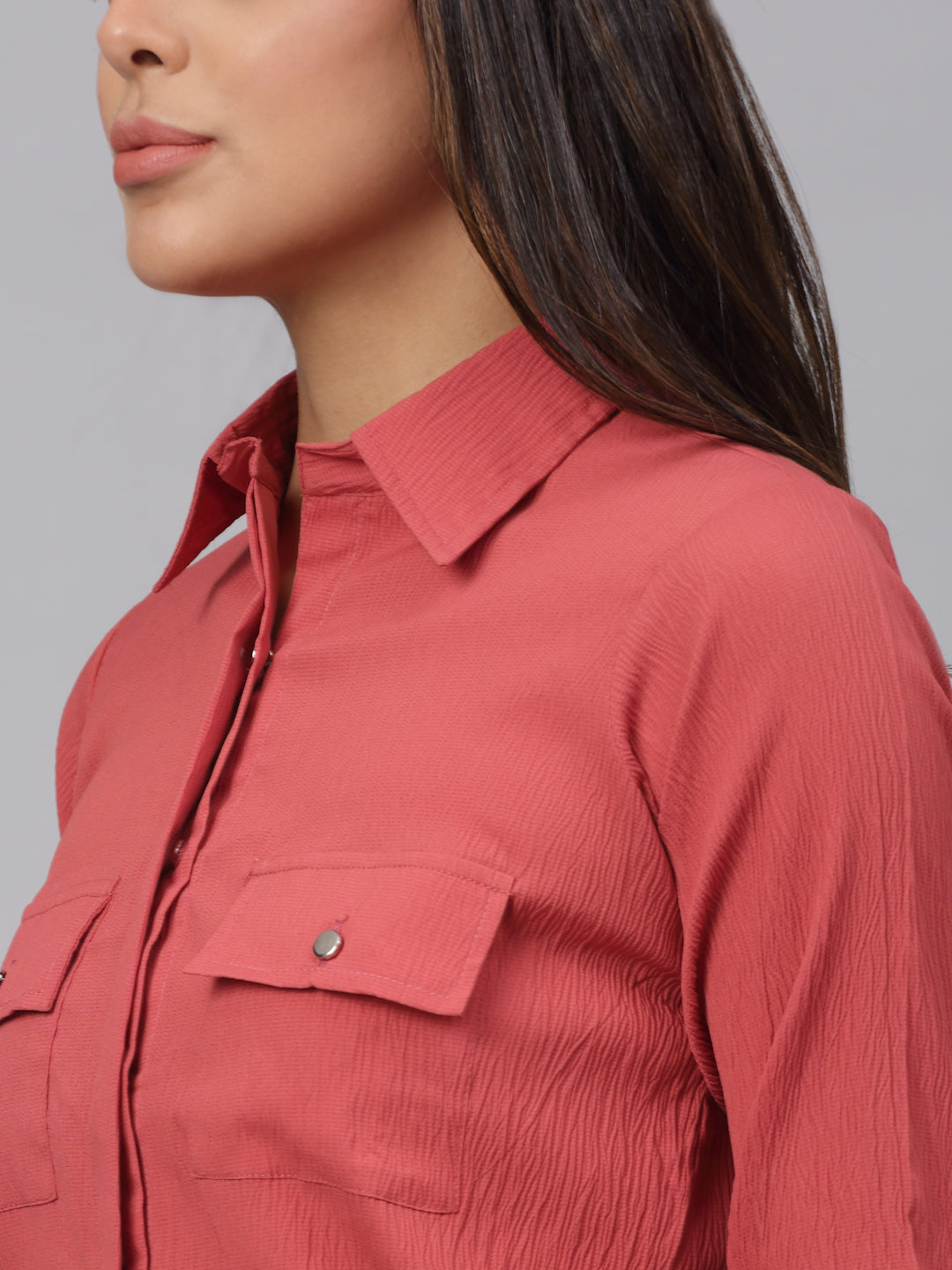 Women Peach Solid Shirt