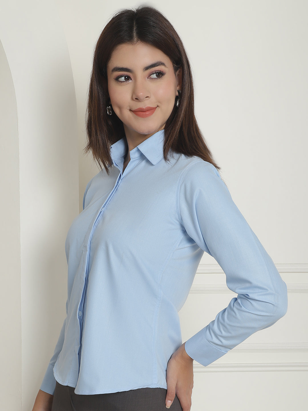 Solid Shirt Style Tops