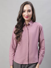 Women Magenta Pink Solid Shirt Style Top