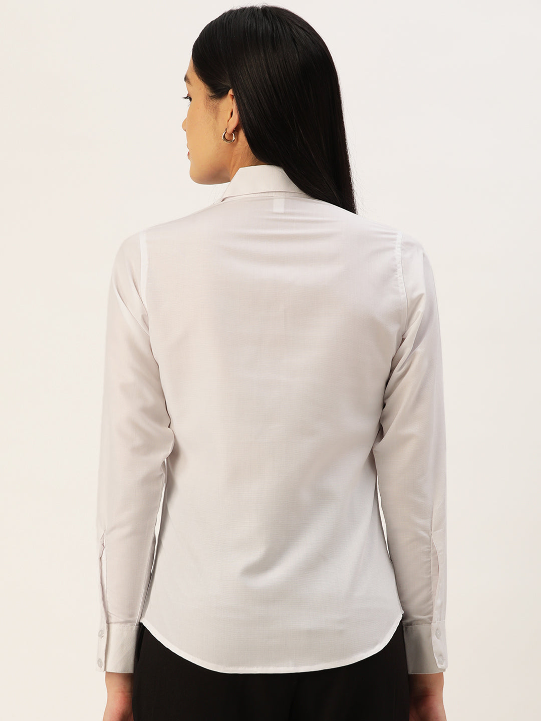 Women White Solid Shirt Style Top