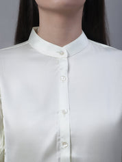 Women White Solid Shirt Style Top