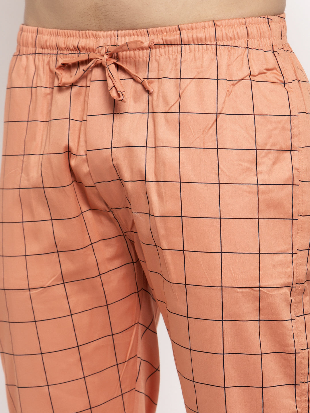 Indian Needle Men's Orange Checked Cotton Track Pants