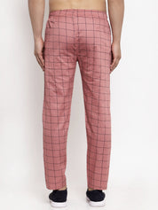 Indian Needle Men's Peach Checked Cotton Track Pants