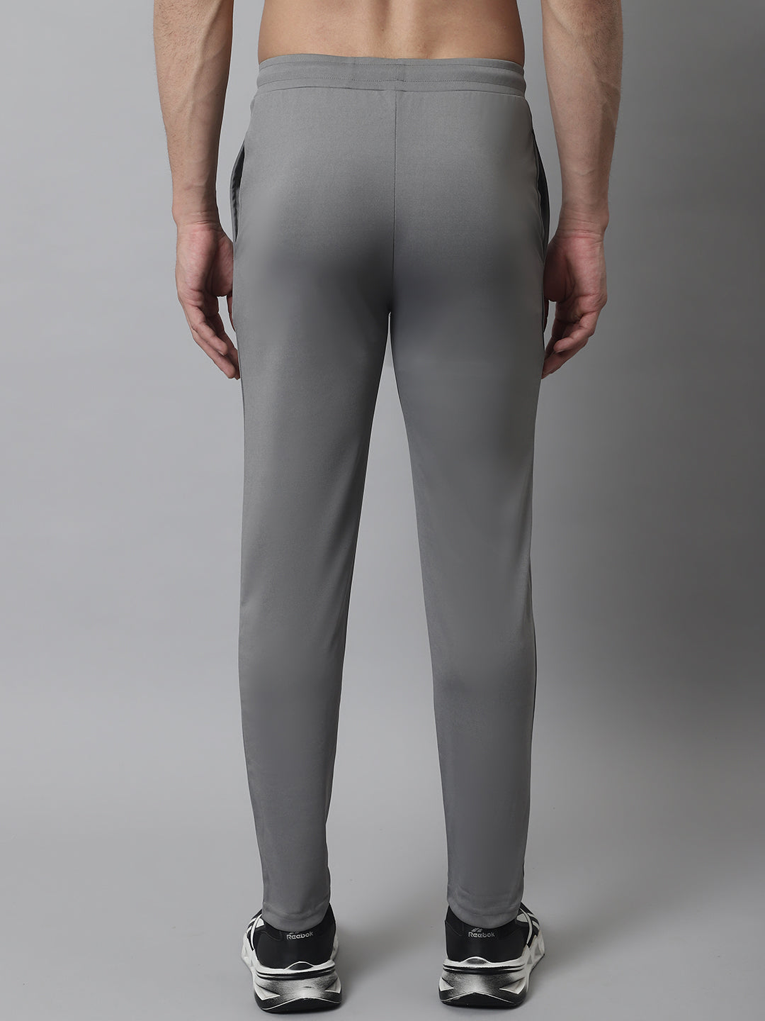 Indian Needle Men's Grey Solid Streachable Lycra Trackpants - Side View