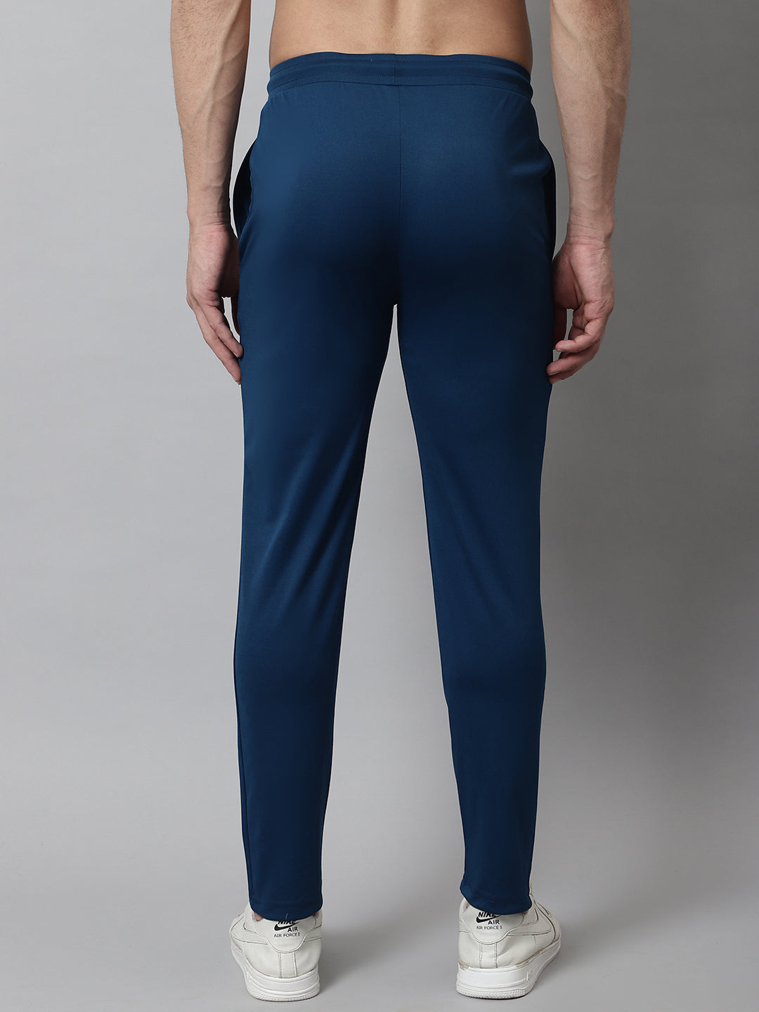 Indian Needle Men's Blue Solid Streachable Lycra Trackpants - Side View
