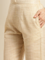 Yoke Design Cotton Women Silk Kurta with Trousers & Dupatta