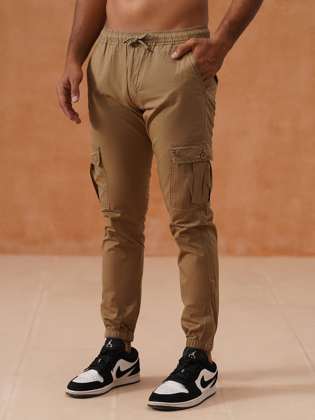 Indian Needle Men's Casual Cotton Solid Cargo Pants