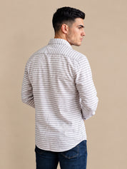 Cotton Blend Classic Striped Casual Shirt