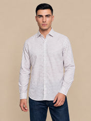 Cotton Blend Classic Striped Casual Shirt