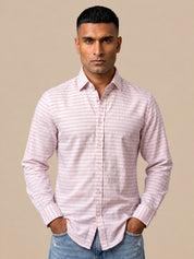 Cotton Blend Classic Striped Casual Shirt