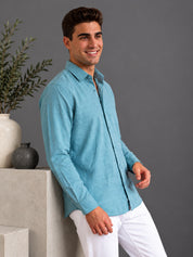 Men’s Cotton Blend Textured Casual Shirt