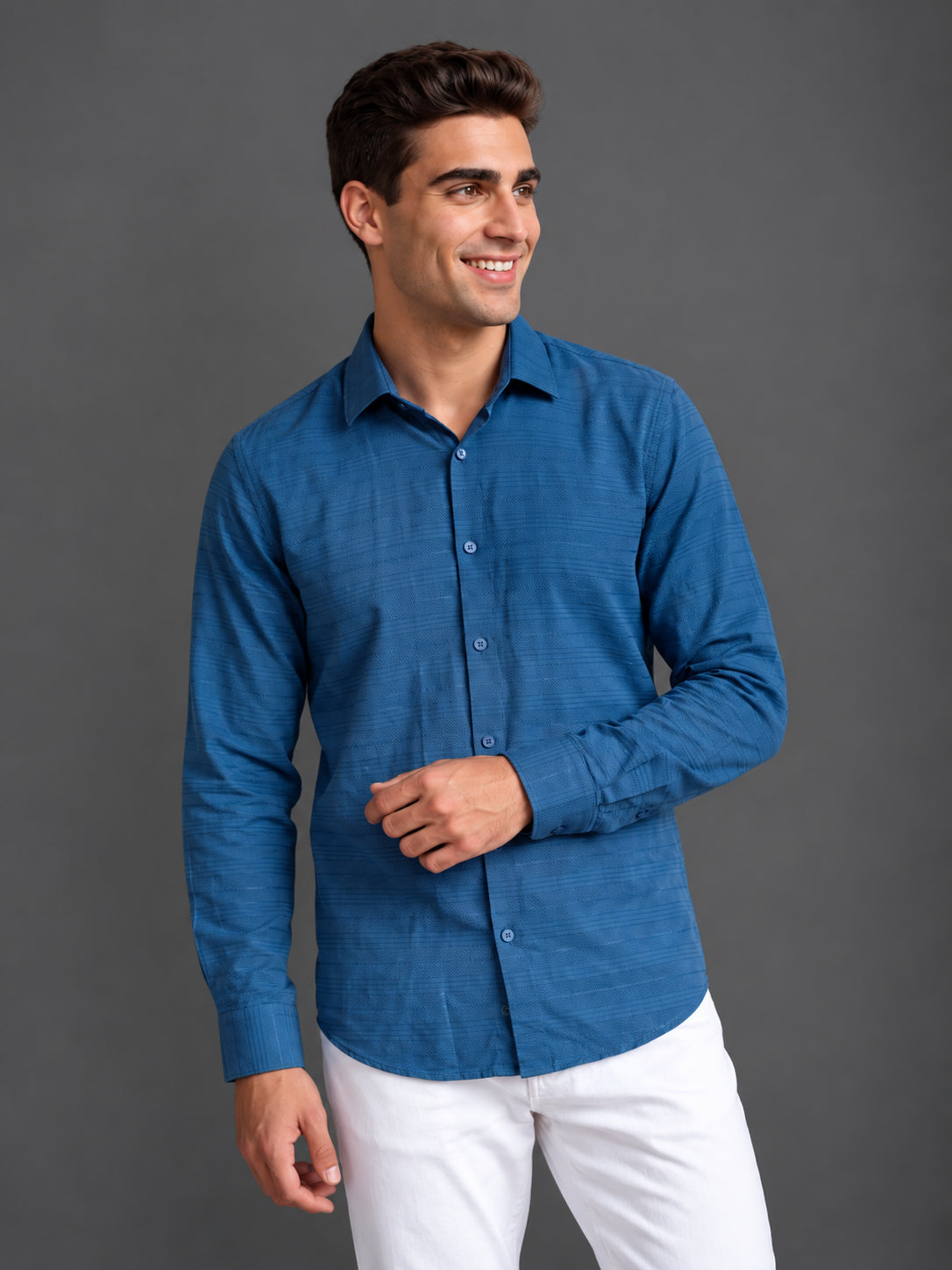 Men’s Cotton Blend Textured Casual Shirt
