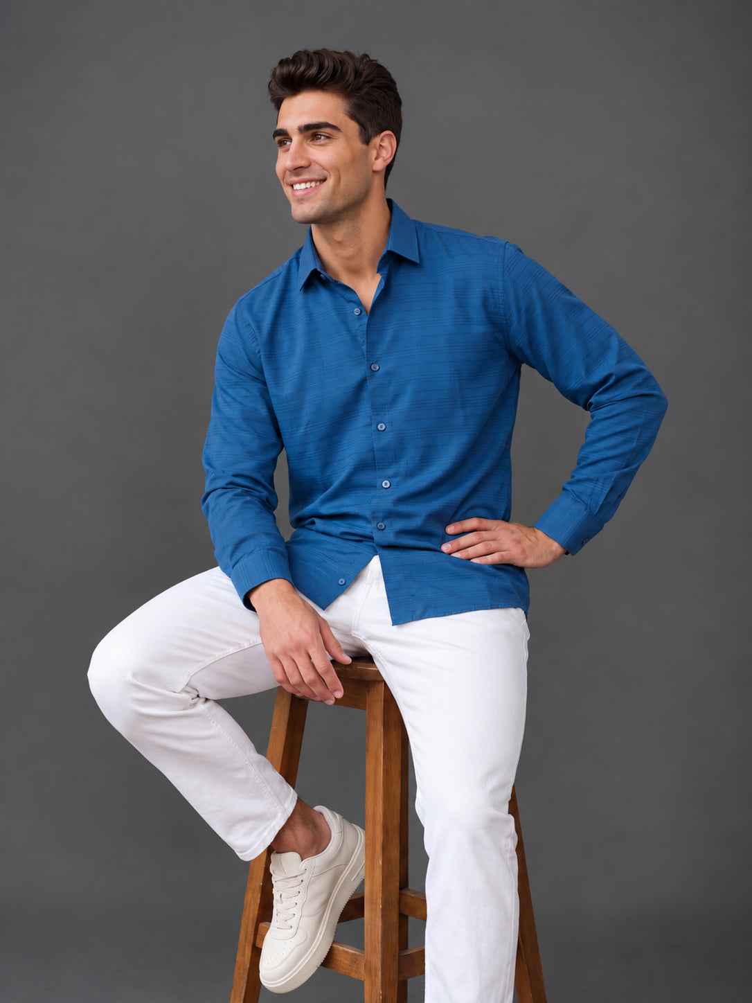 Men’s Cotton Blend Textured Casual Shirt