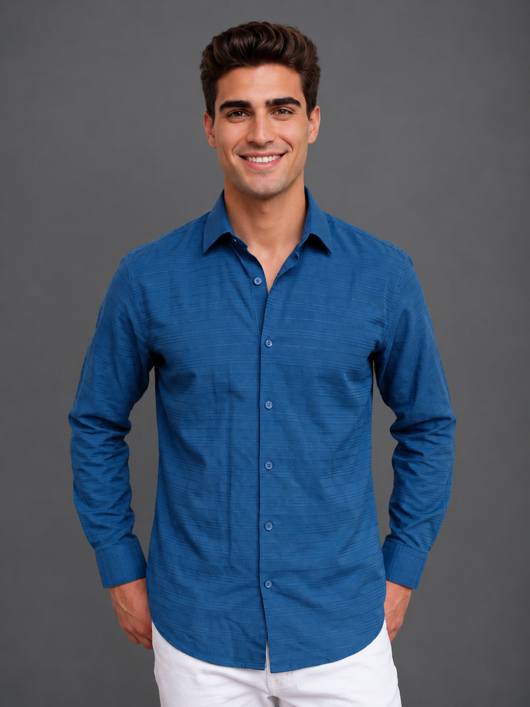 Men’s Cotton Blend Textured Casual Shirt