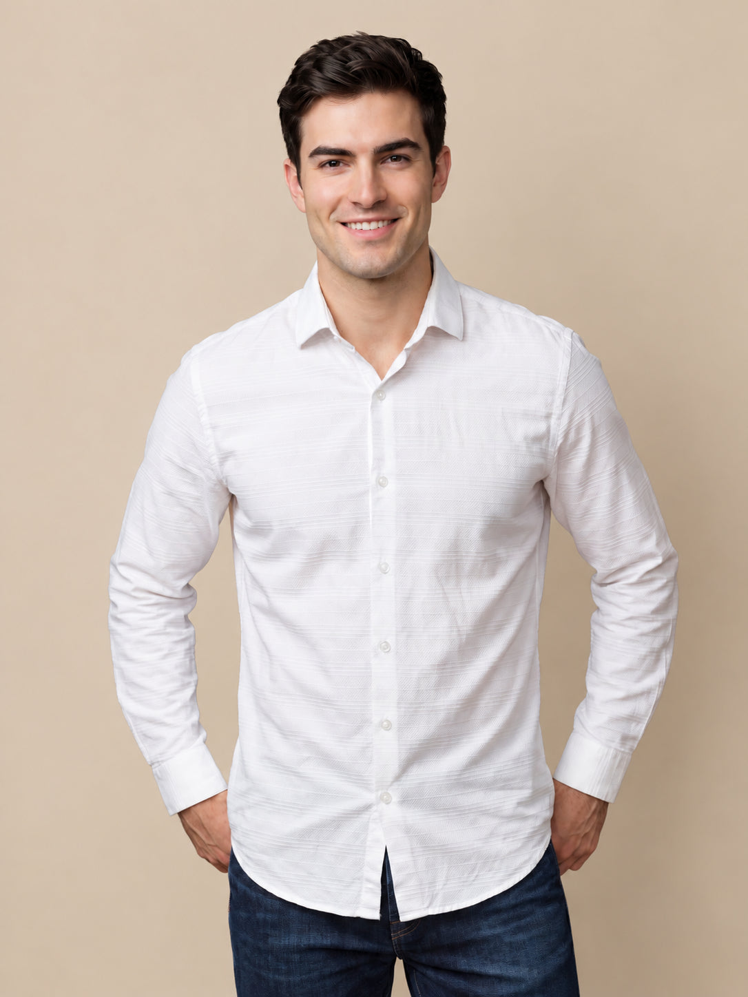 Men’s Cotton Blend Textured Casual Shirt