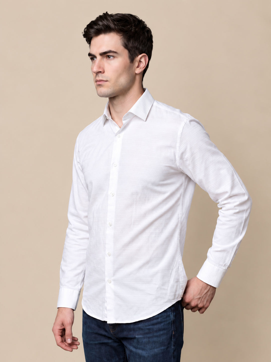 Men’s Cotton Blend Textured Casual Shirt