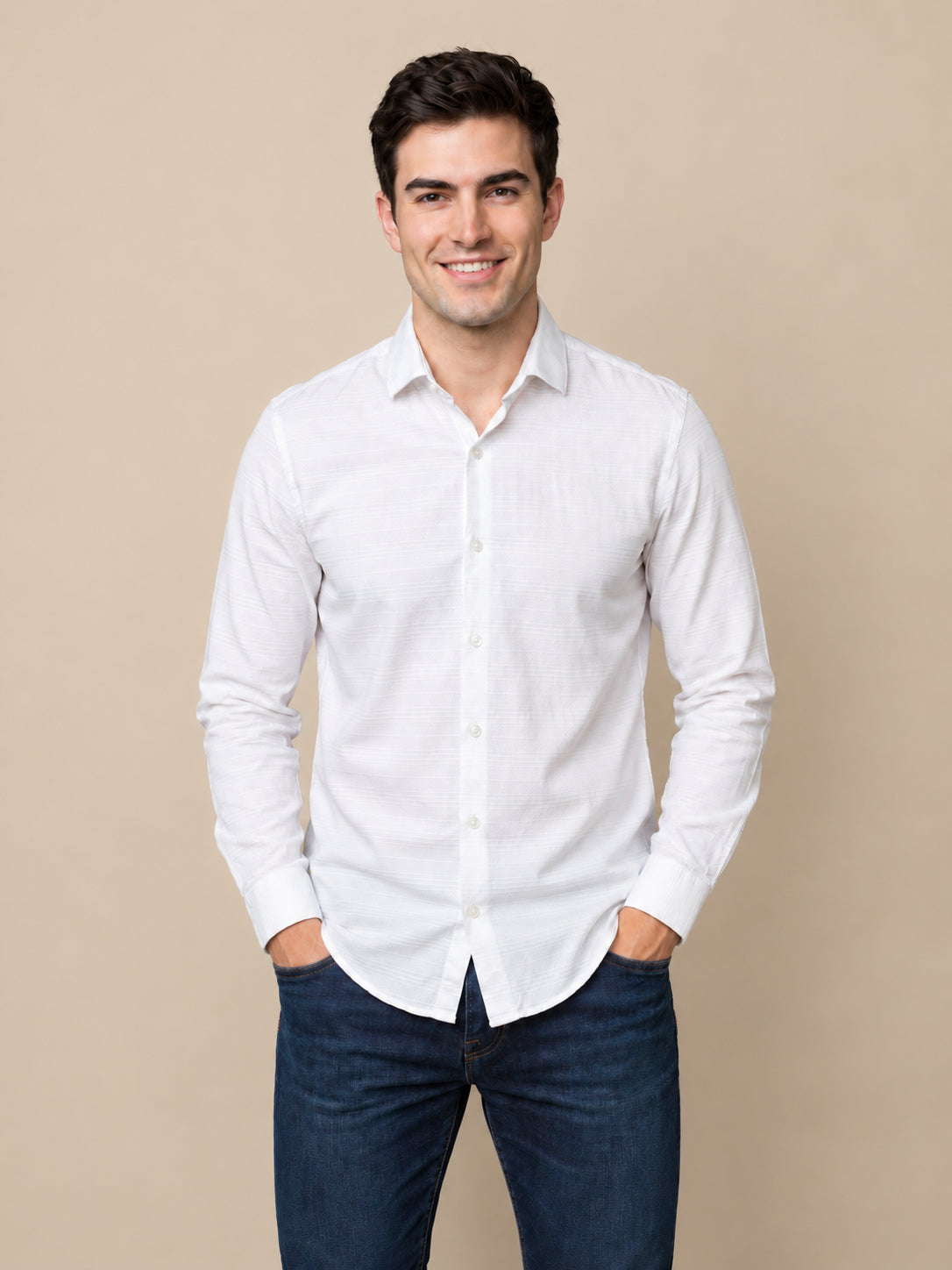 Men’s Cotton Blend Textured Casual Shirt