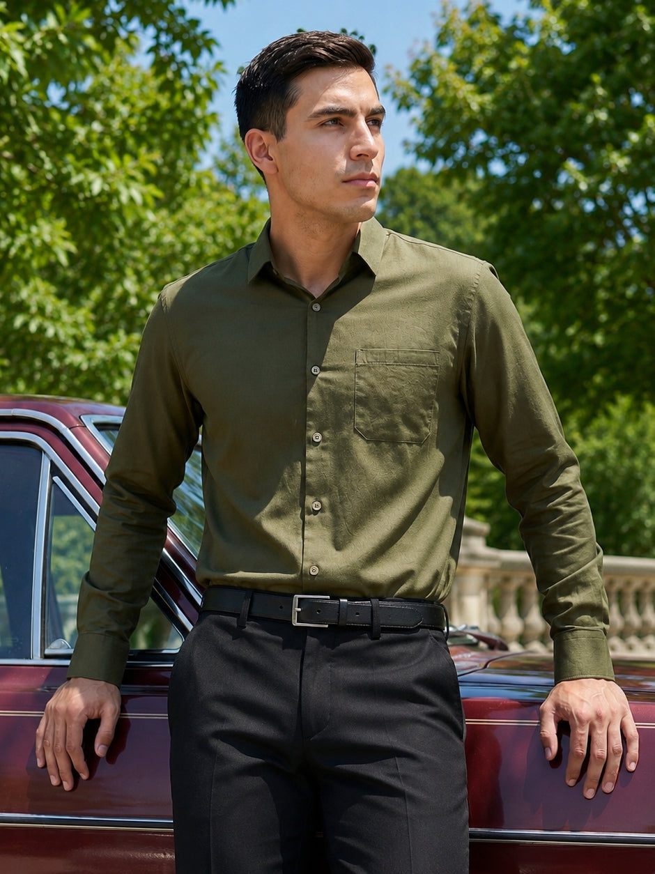 Cotton Solid Formal Shirt for Mens