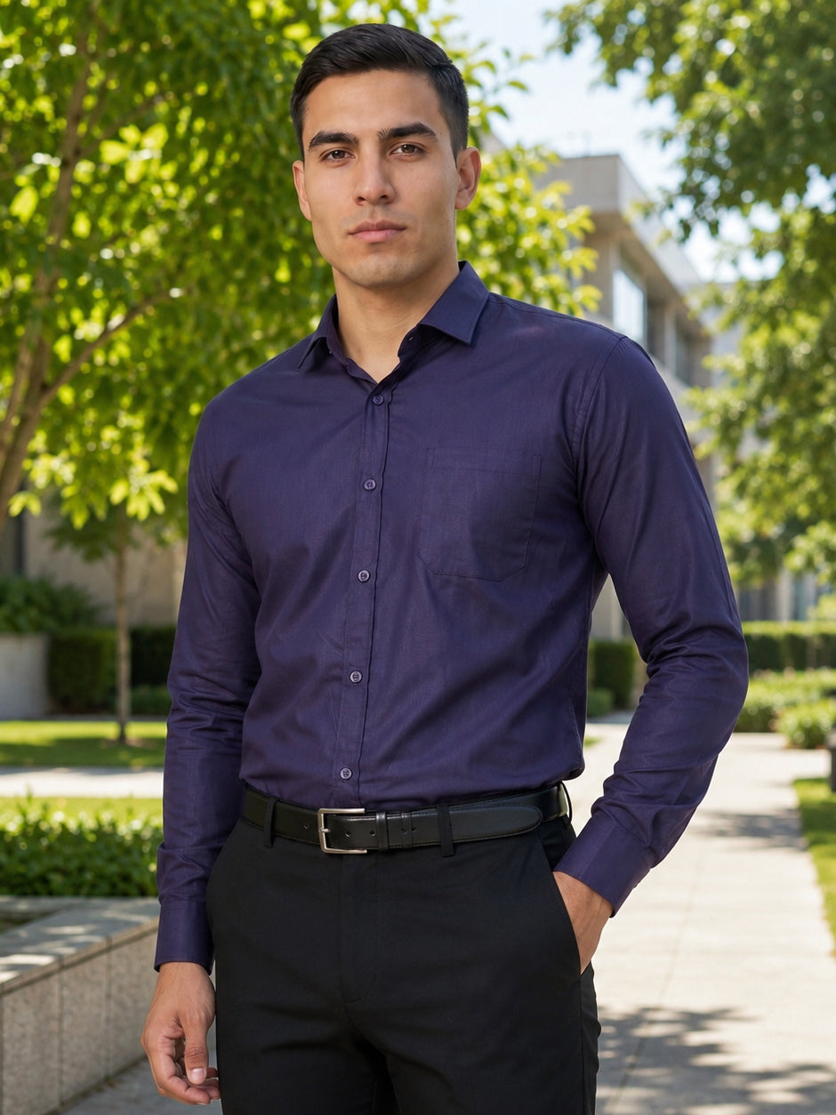 Cotton Solid Formal Shirt for Mens