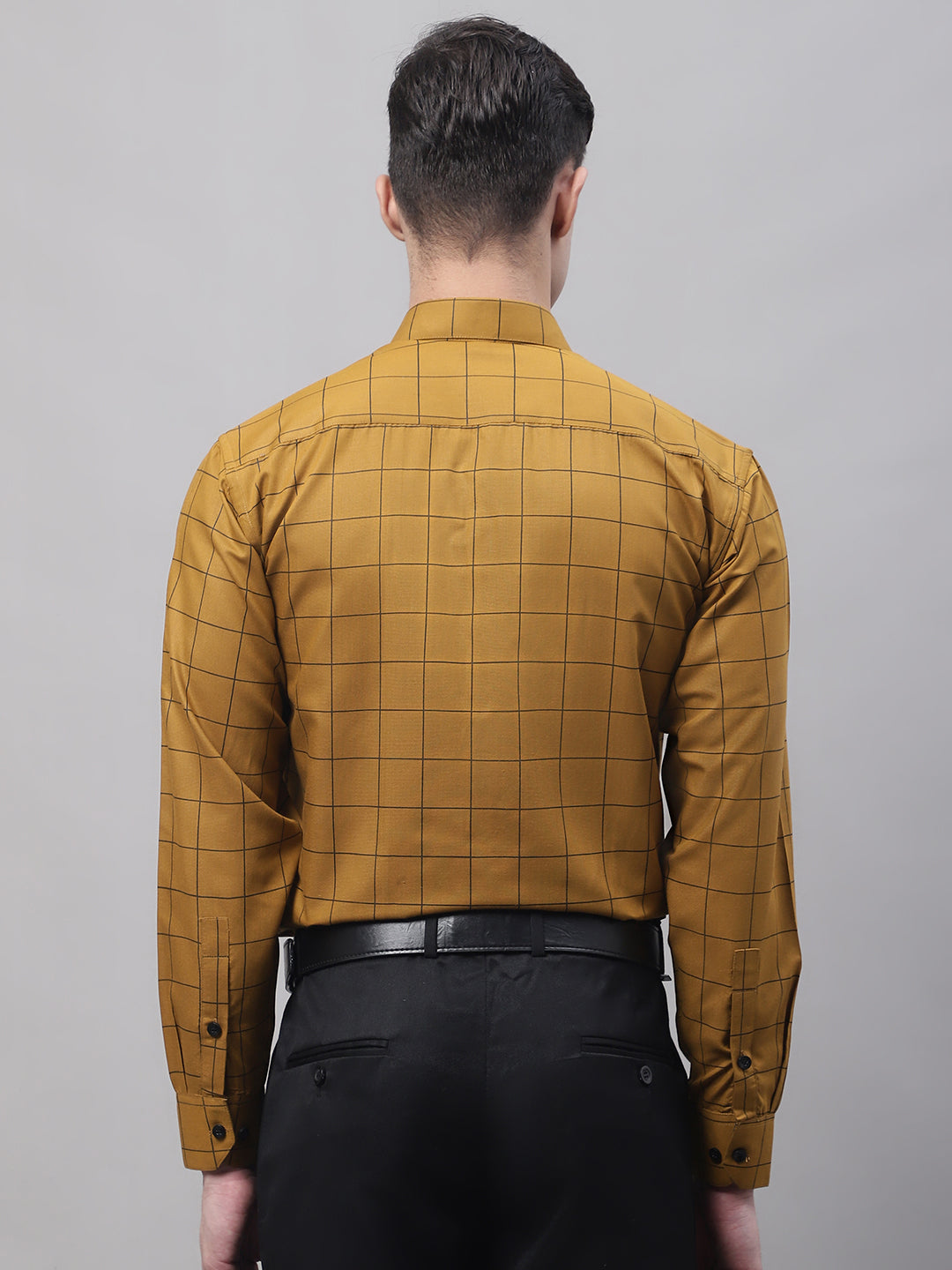 Mustard Checked Shirt Back View - Clean Finish