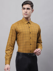Mustard Shirt Spread Collar Close Up - Premium Stitching