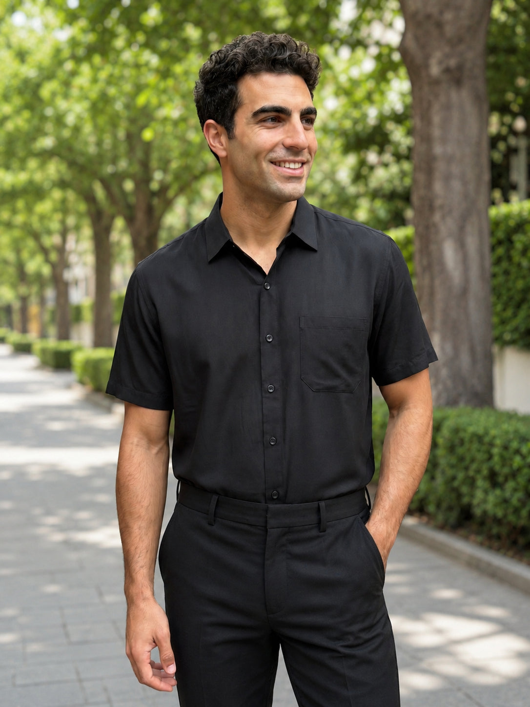 Black Cotton Solid Formal Shirts