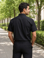 Black Cotton Solid Formal Shirts