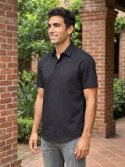Black Cotton Solid Casual Shirts