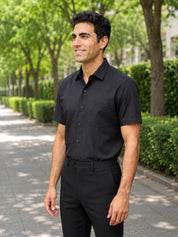 Black Cotton Solid Formal Shirts