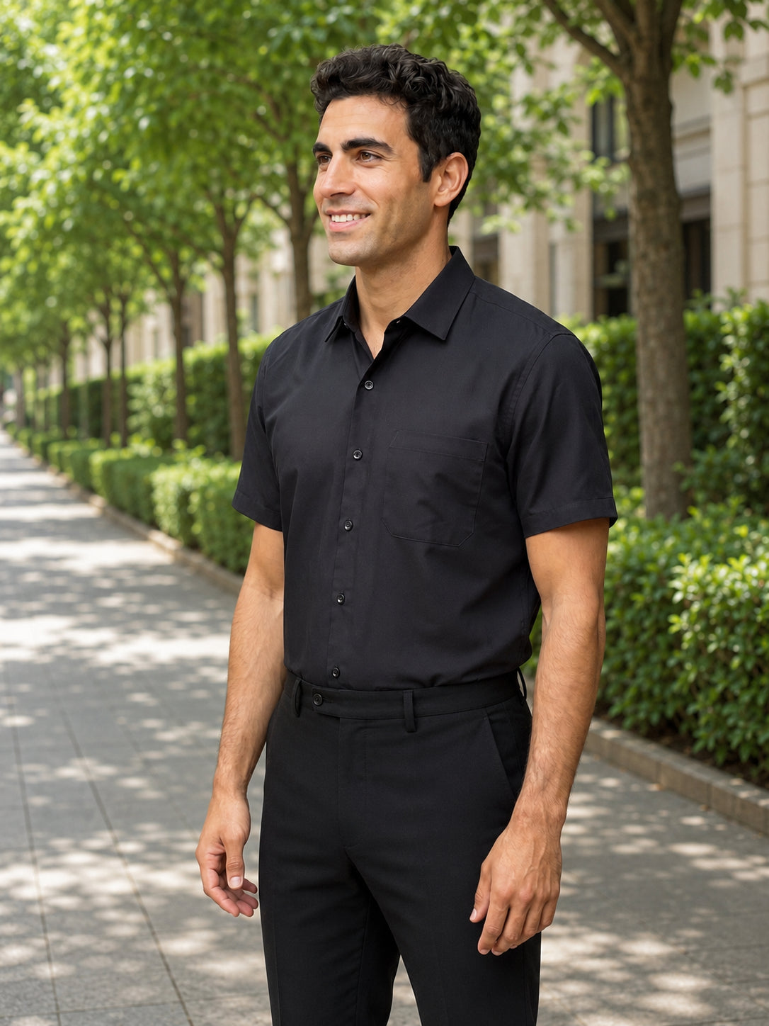 Black Cotton Solid Formal Shirts