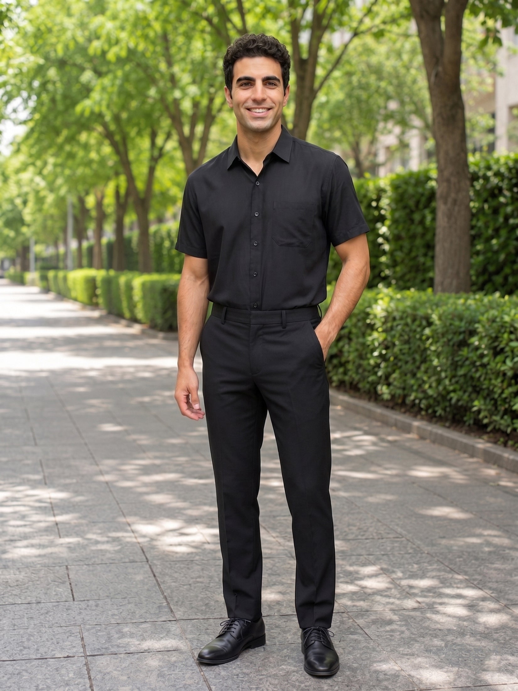 Black Cotton Solid Formal Shirts