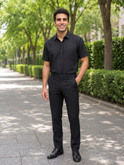 Black Cotton Solid Formal Shirts