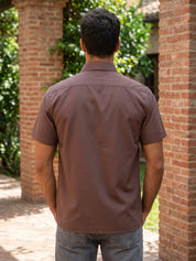 Coffee Brown Cotton Solid Casual Shirts