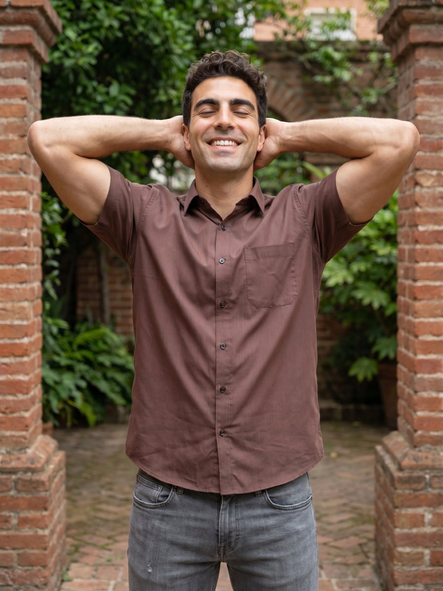 Coffee Brown Cotton Solid Casual Shirts
